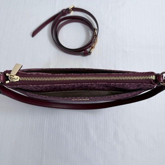 Michael Kors Jet Set Merlot Monogram Jacquard Crossbody Bag - Picture 7 of 9